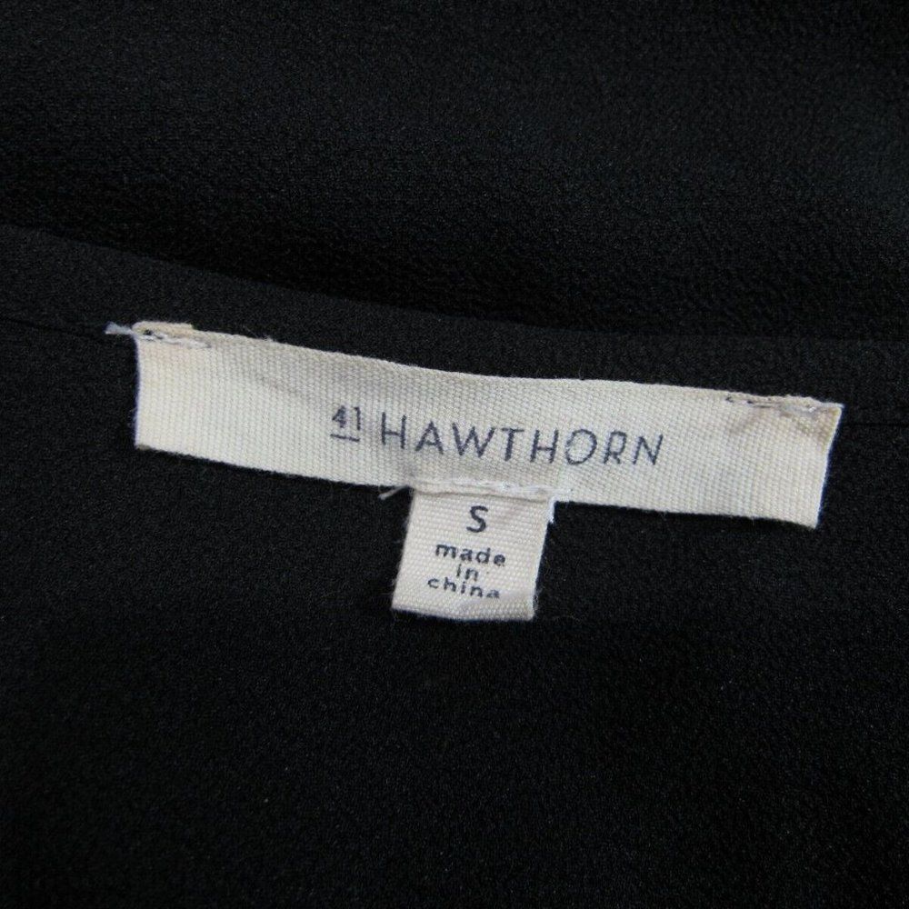 41 Hawthorn Stitch Fix Black Chiffon Brass Studded Notch Collar Blouse size S - Picture 5 of 6
